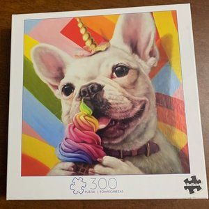Stupell Rainbow French Bulldog Unicorn with Ice Cream LGBTQ+ pride puzzle.